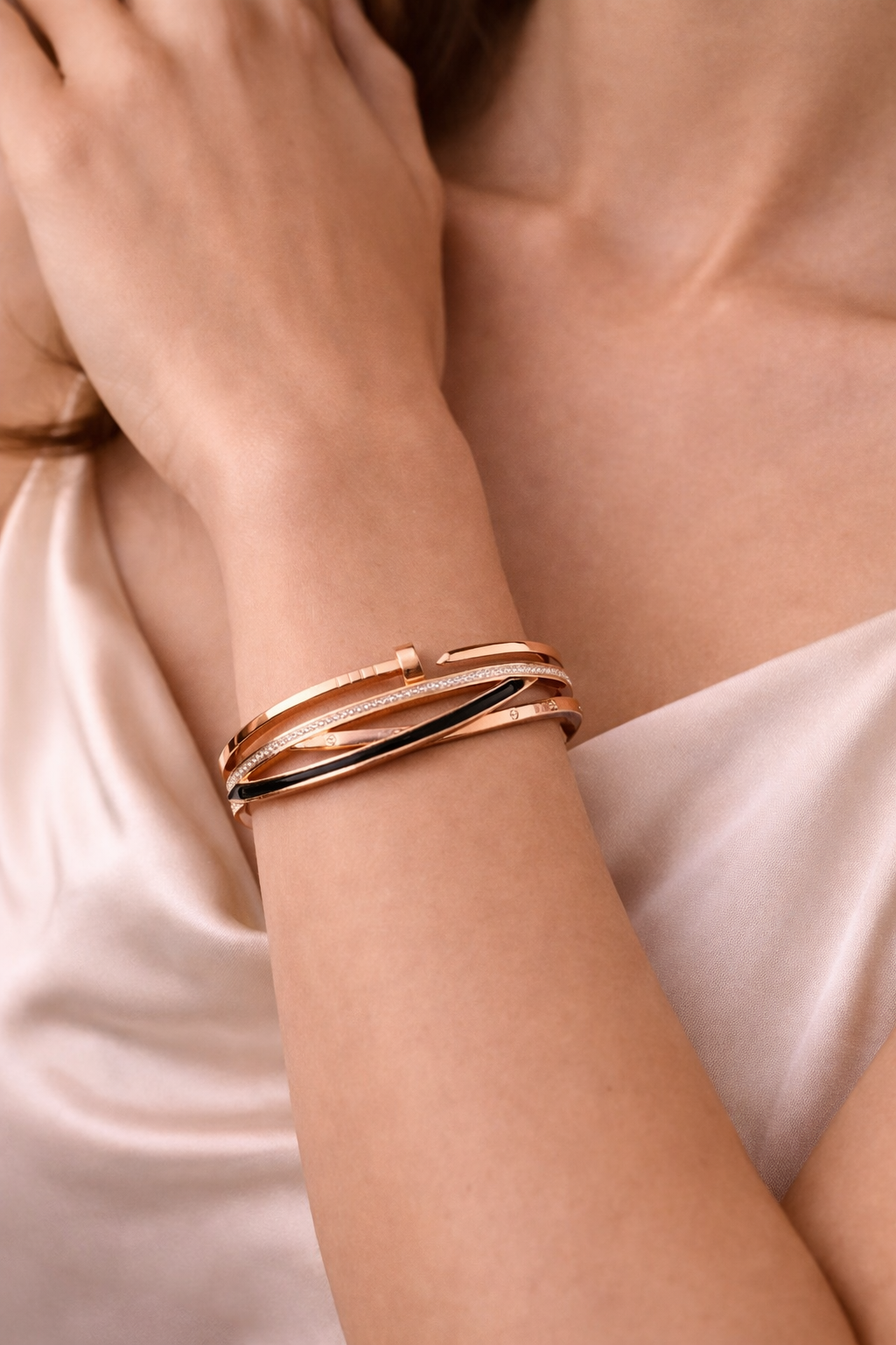 Rose Gold Elegance Layered Bangle