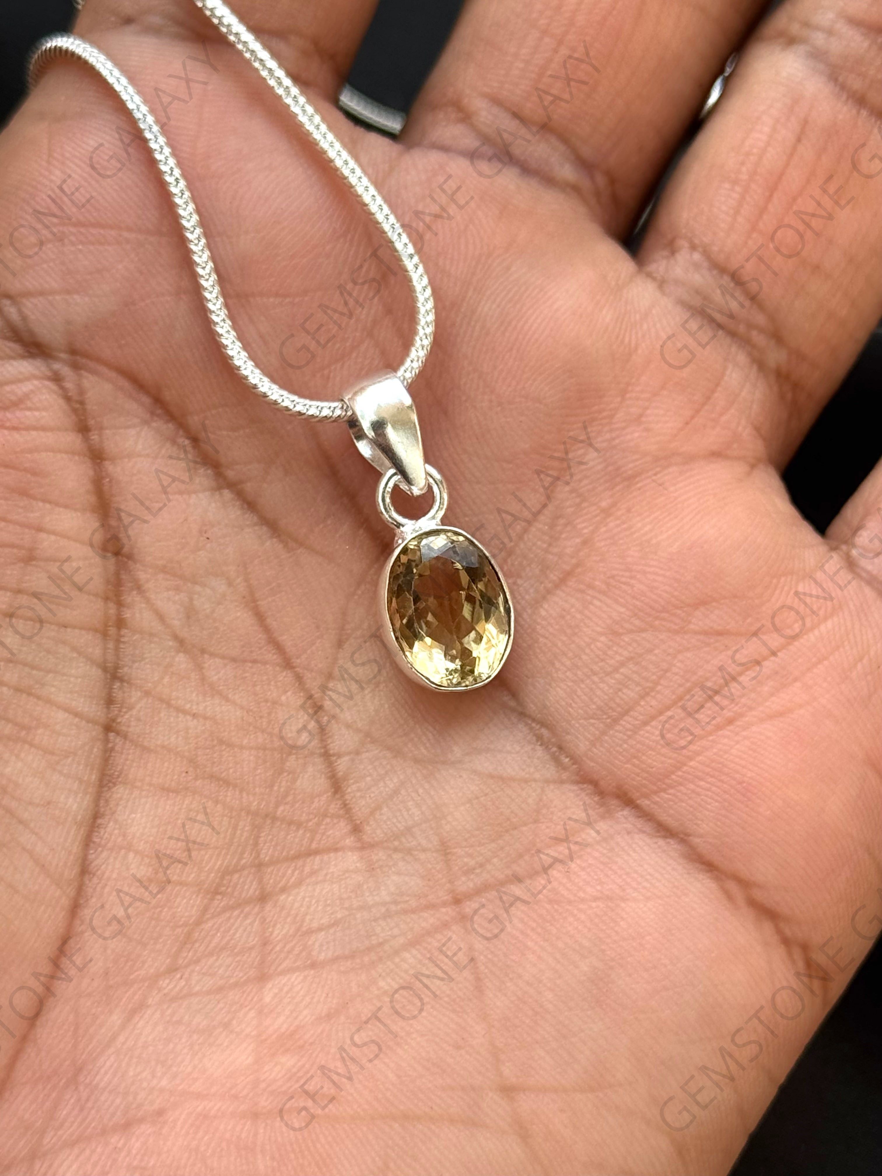 Citrine Diamond Cut Pendant