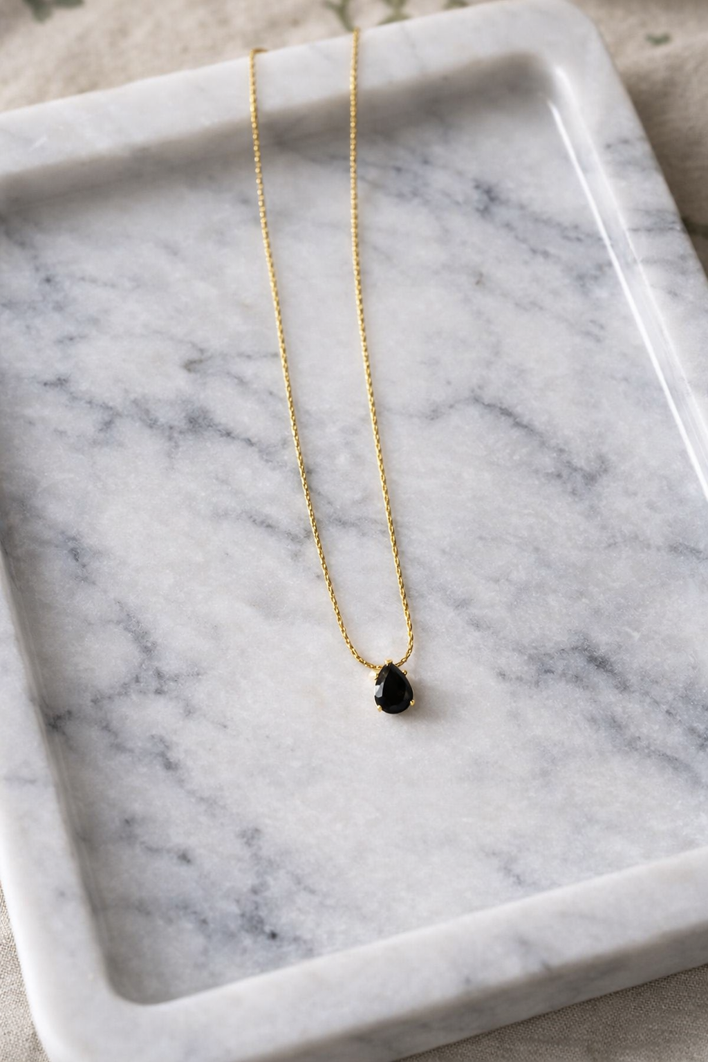 Midnight Teardrop Pendant Necklace