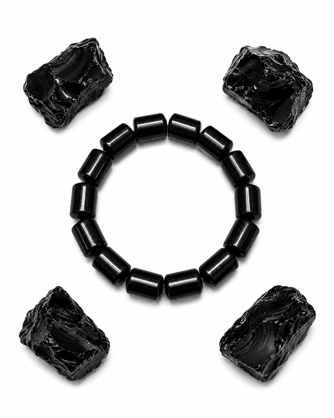 Black Obsidian Tube Bracelet