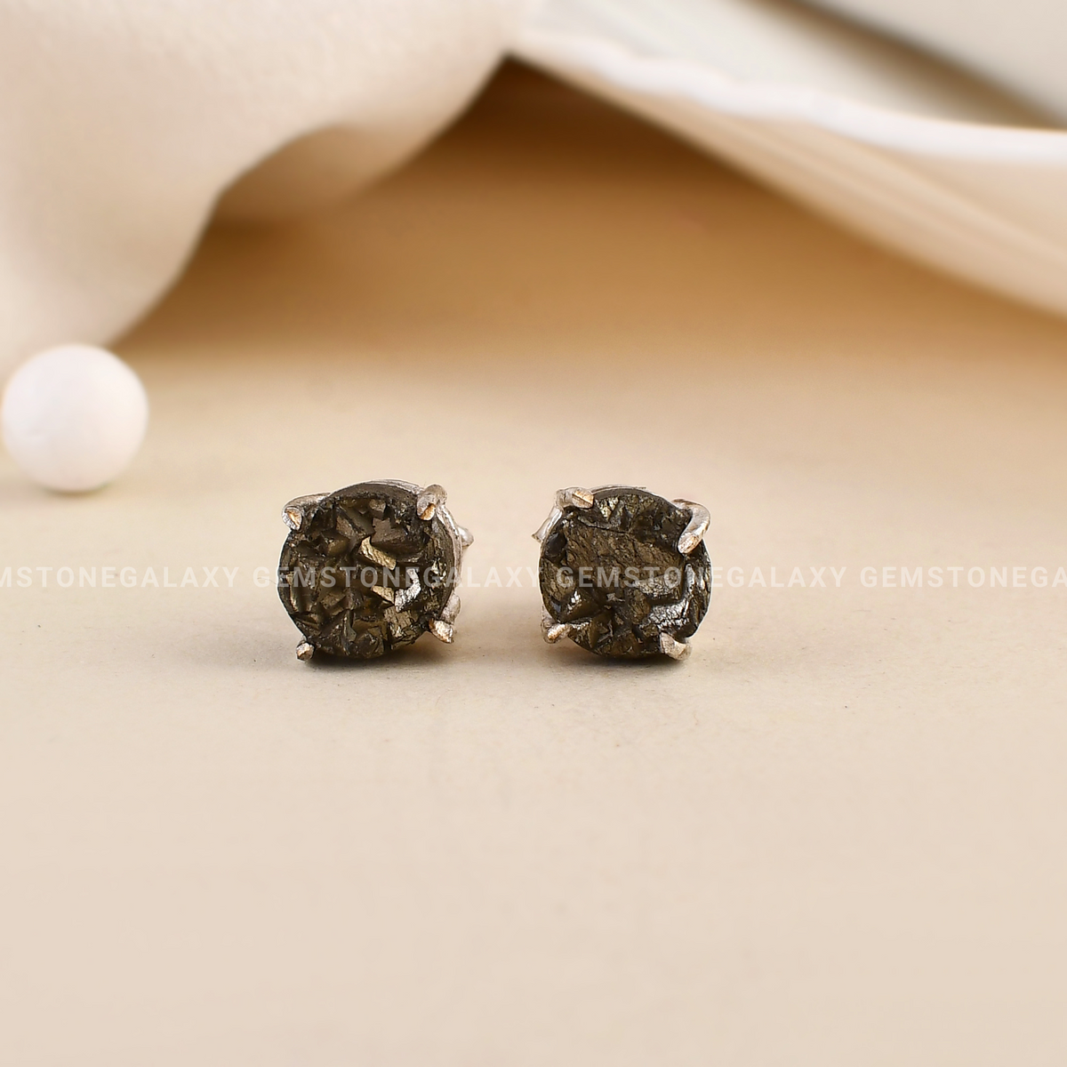 Raw Pyrite Stud Earrings