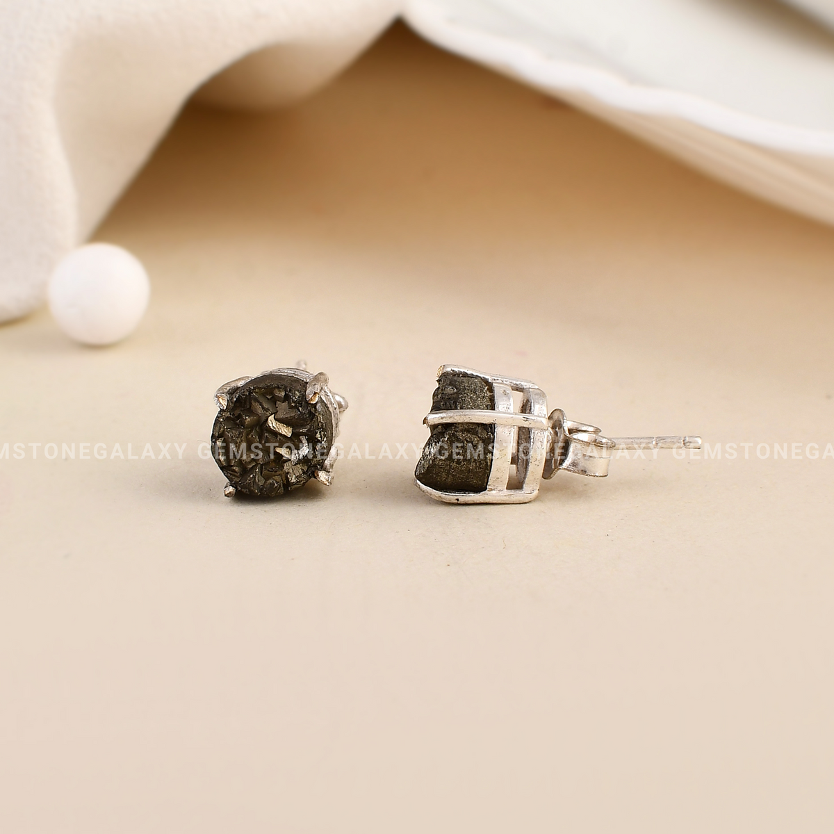 Raw Pyrite Stud Earrings