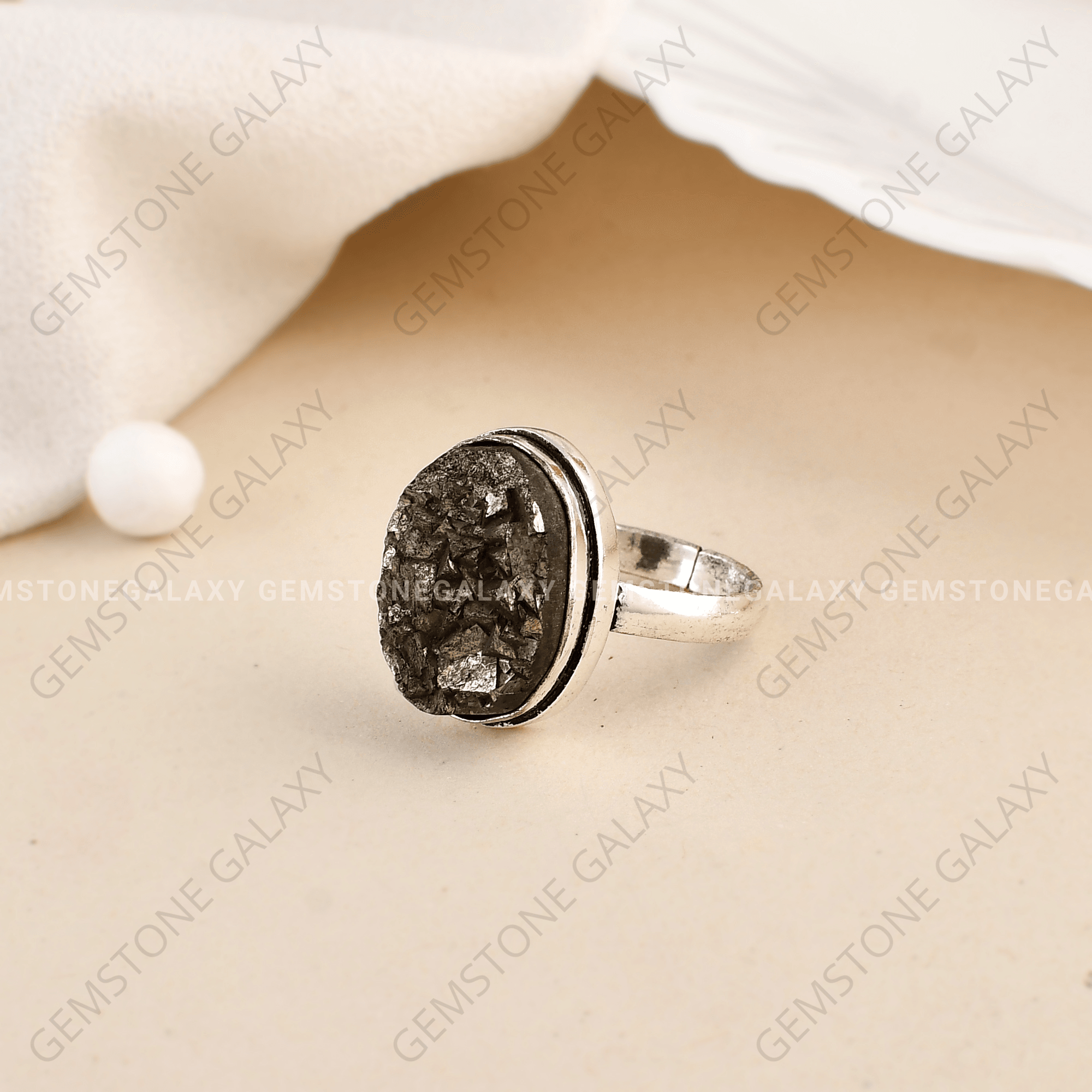 Raw Pyrite Adjustable Ring
