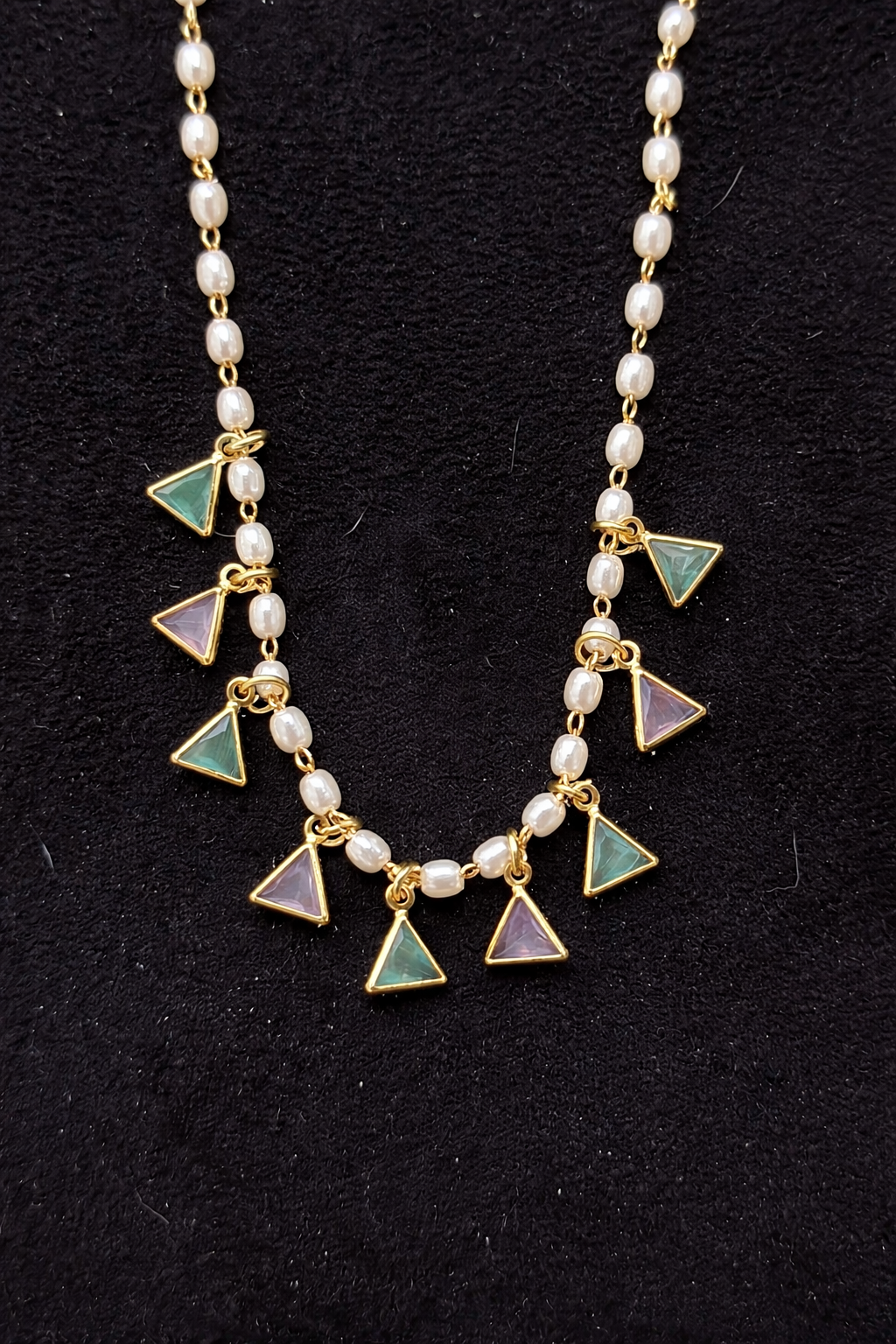 Luna Pearl Triangle Necklace