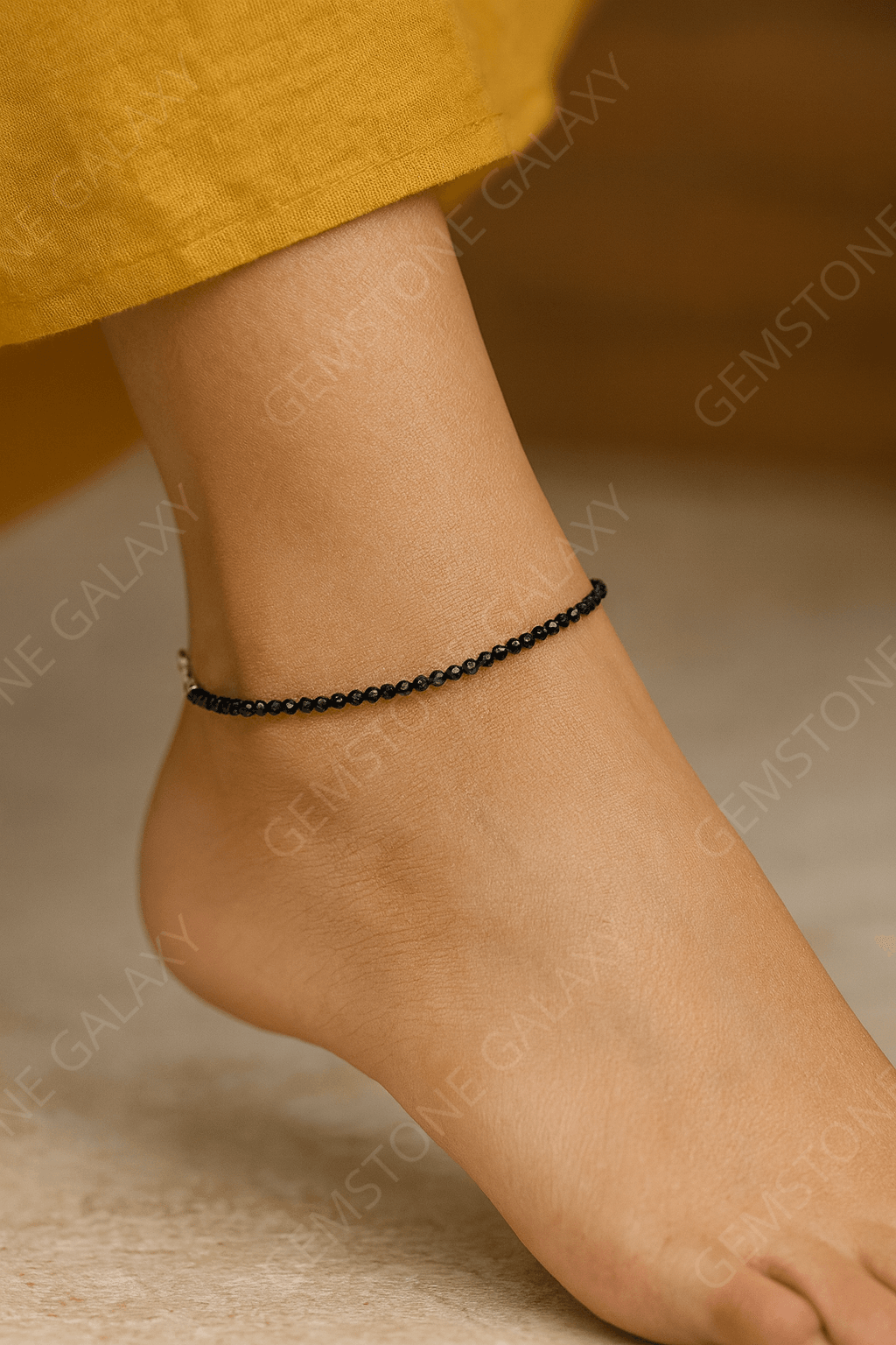 Black Tourmaline Adjustable Anklet