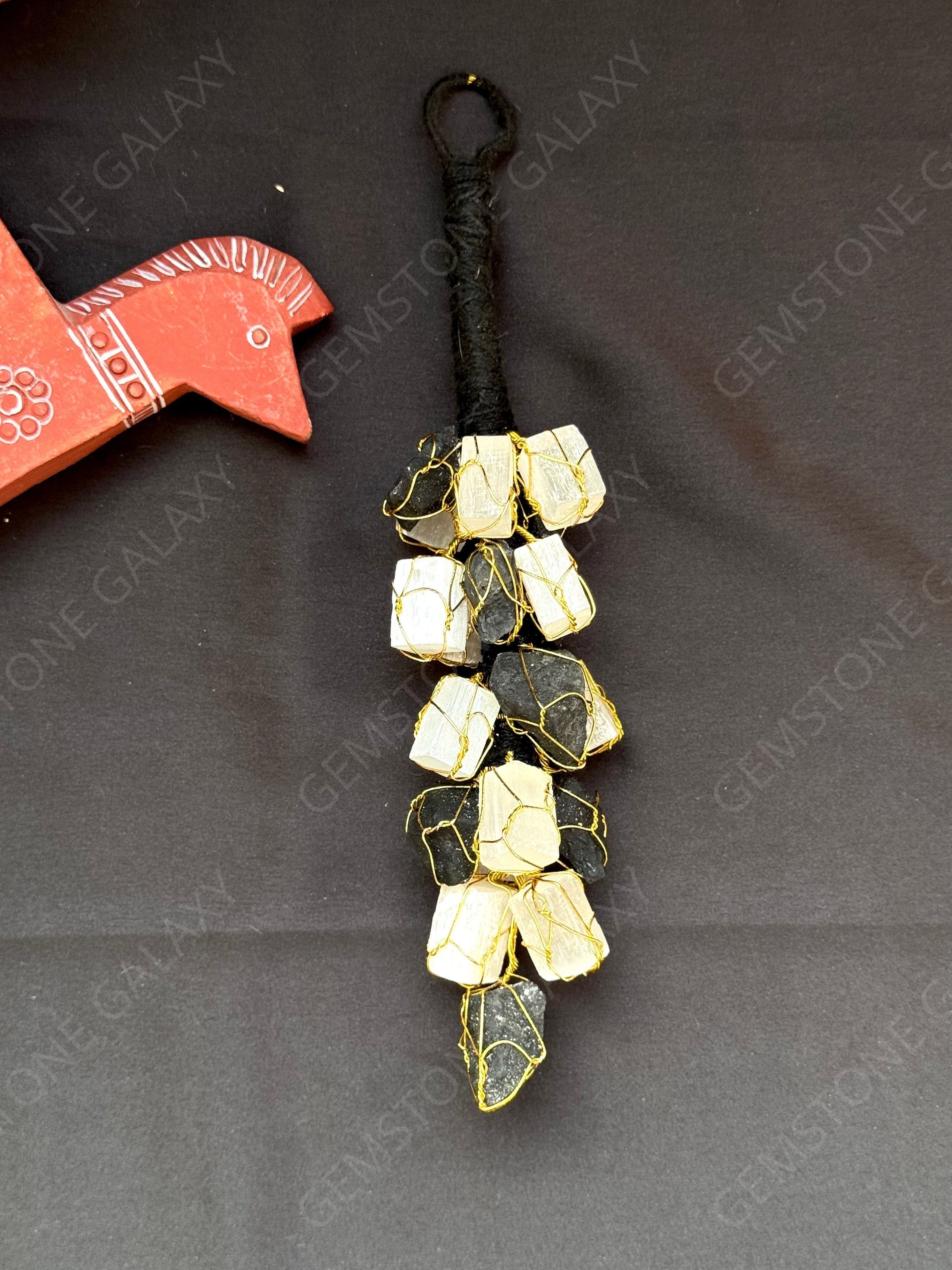 Black Tourmaline & Selenite Hanging