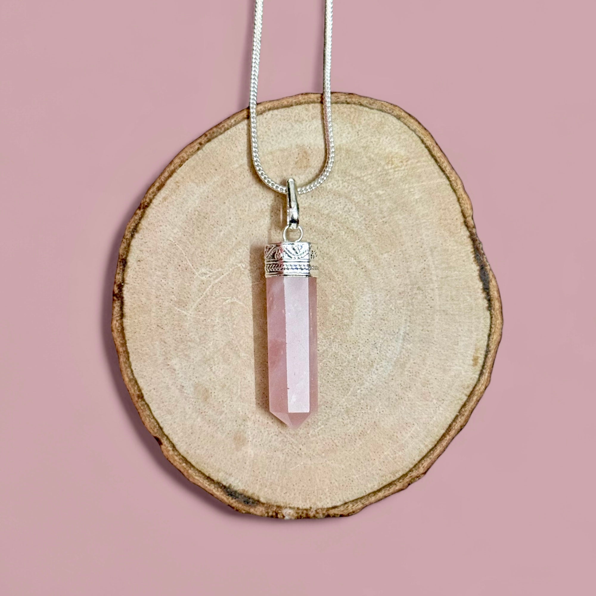 Rose Quartz Pencil Pendant