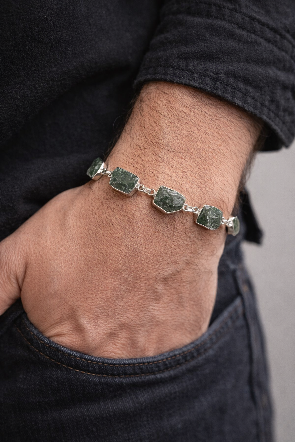 Raw Jade Adjustable Bracelet