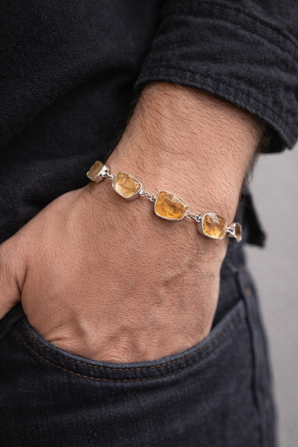 Raw Citrine Adjustable Bracelet