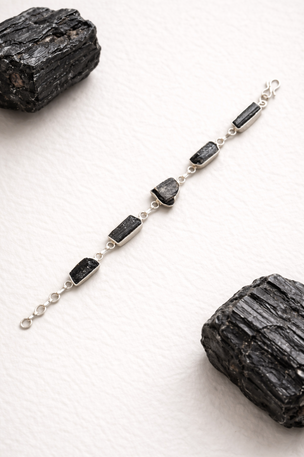 Raw Black Tourmaline Adjustable Bracelet