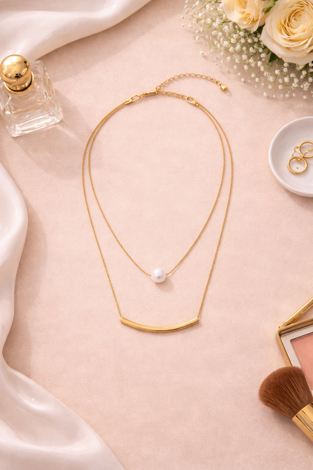 Celeste Pearl Duo Layer Necklace