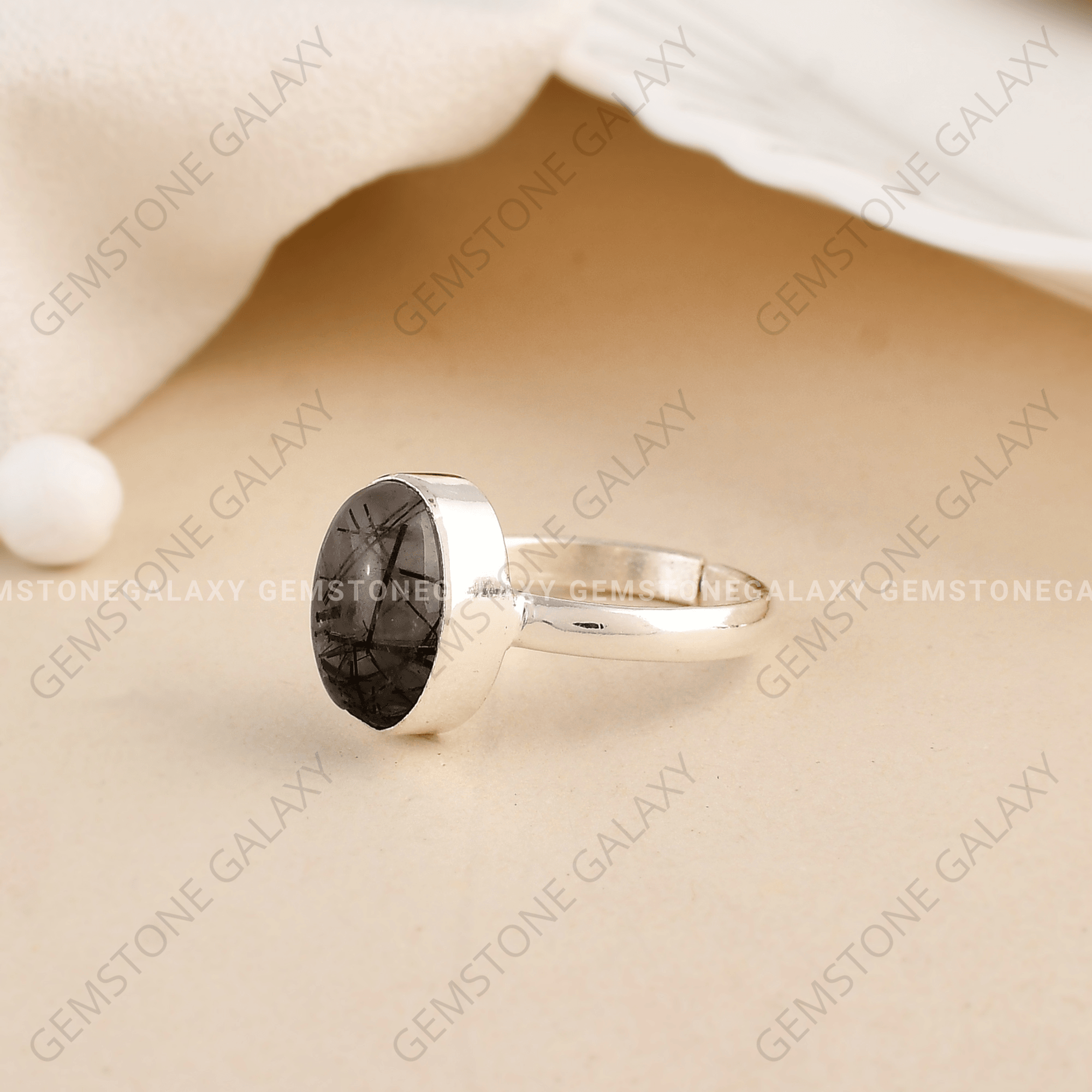 Black Rutile Adjustable Ring