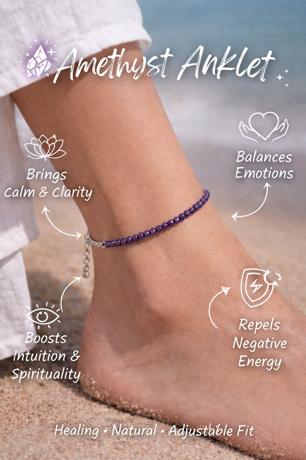 Amethyst Adjustable Anklet
