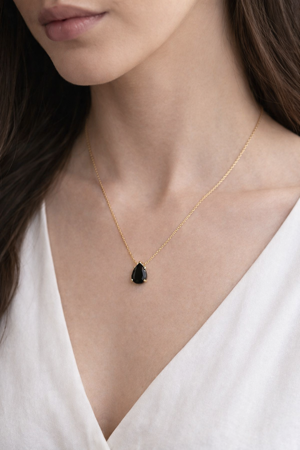 Midnight Teardrop Pendant Necklace