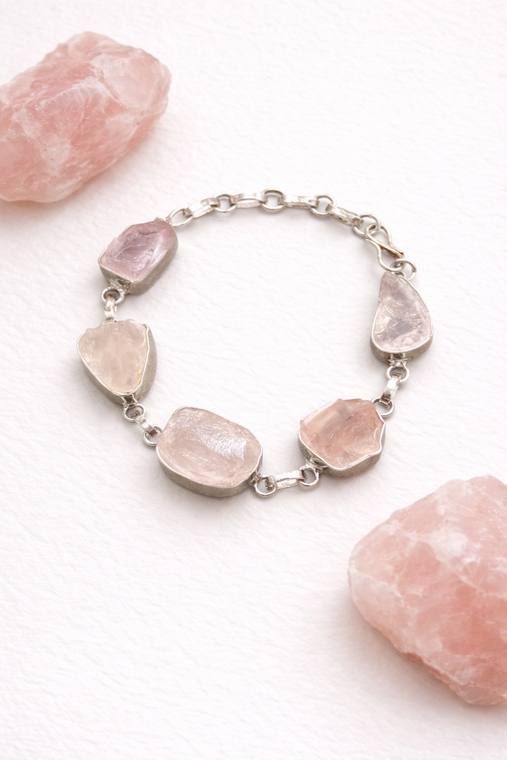Raw Rose Quartz Adjustable Bracelet