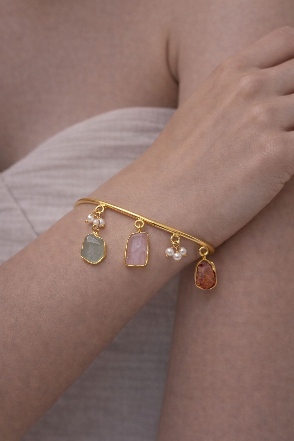 Harmony Aura – Multi Stone Charm Cuff