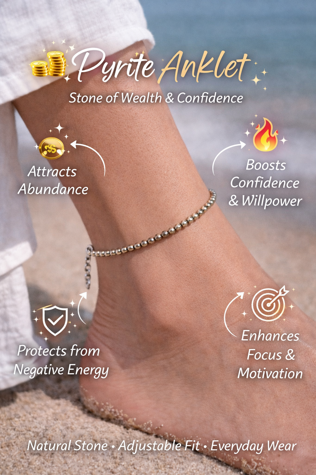 Pyrite Adjustable Anklet