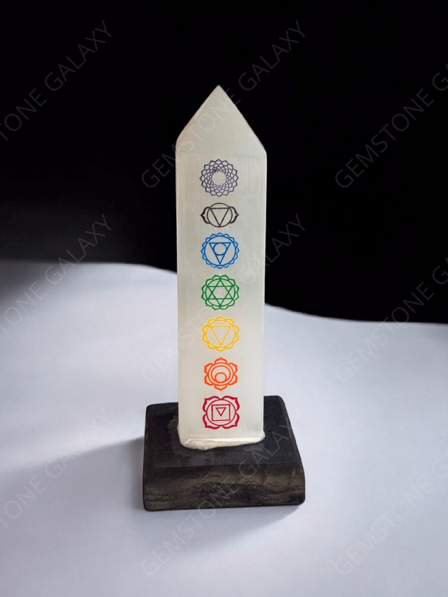 Selenite Lamp - 7 Chakra Engraved