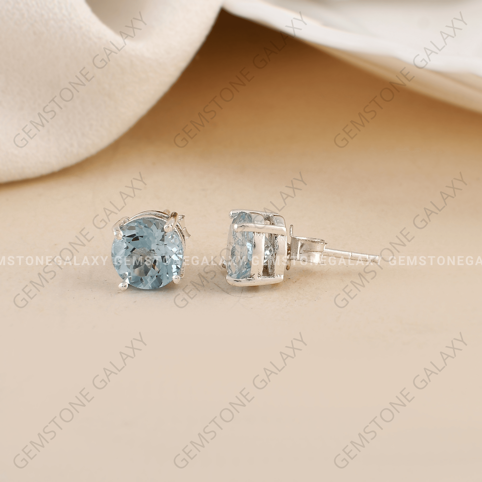 Blue Topaz Stud Earrings