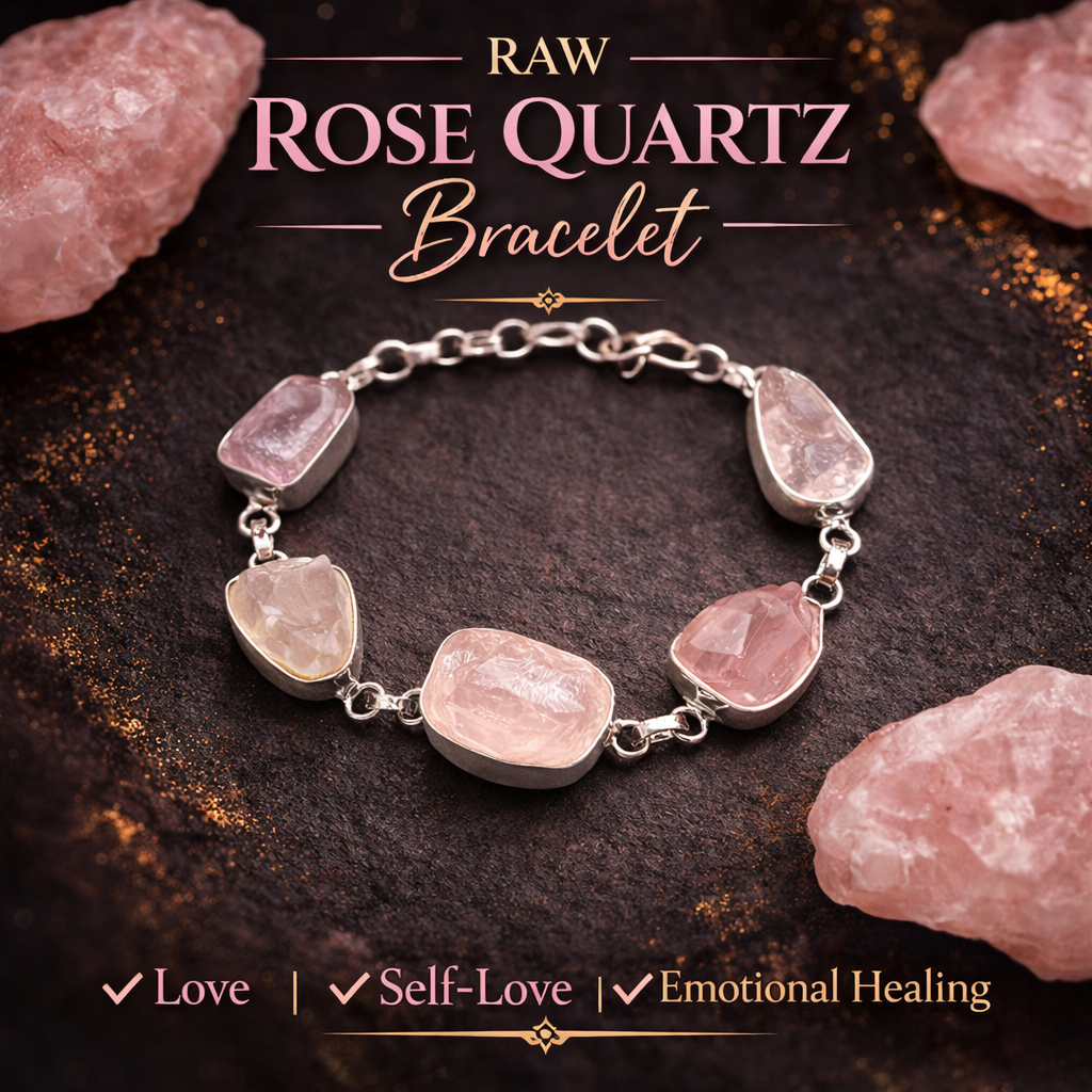 Raw Rose Quartz Adjustable Bracelet