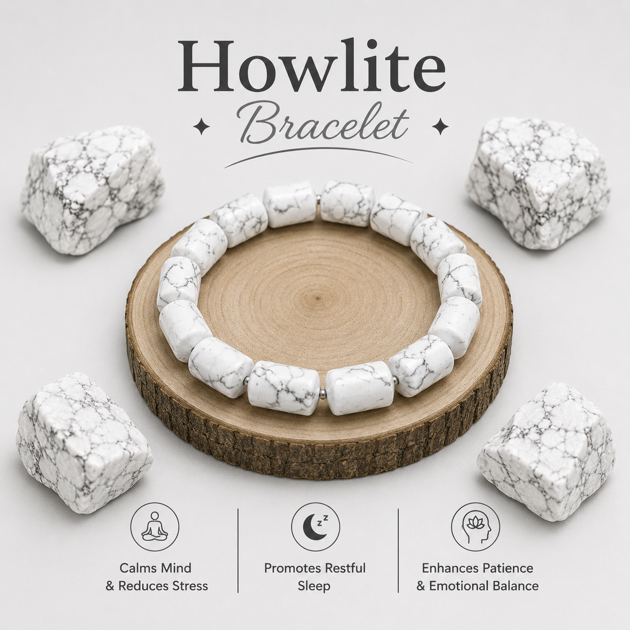 Howlite Tube Bracelet