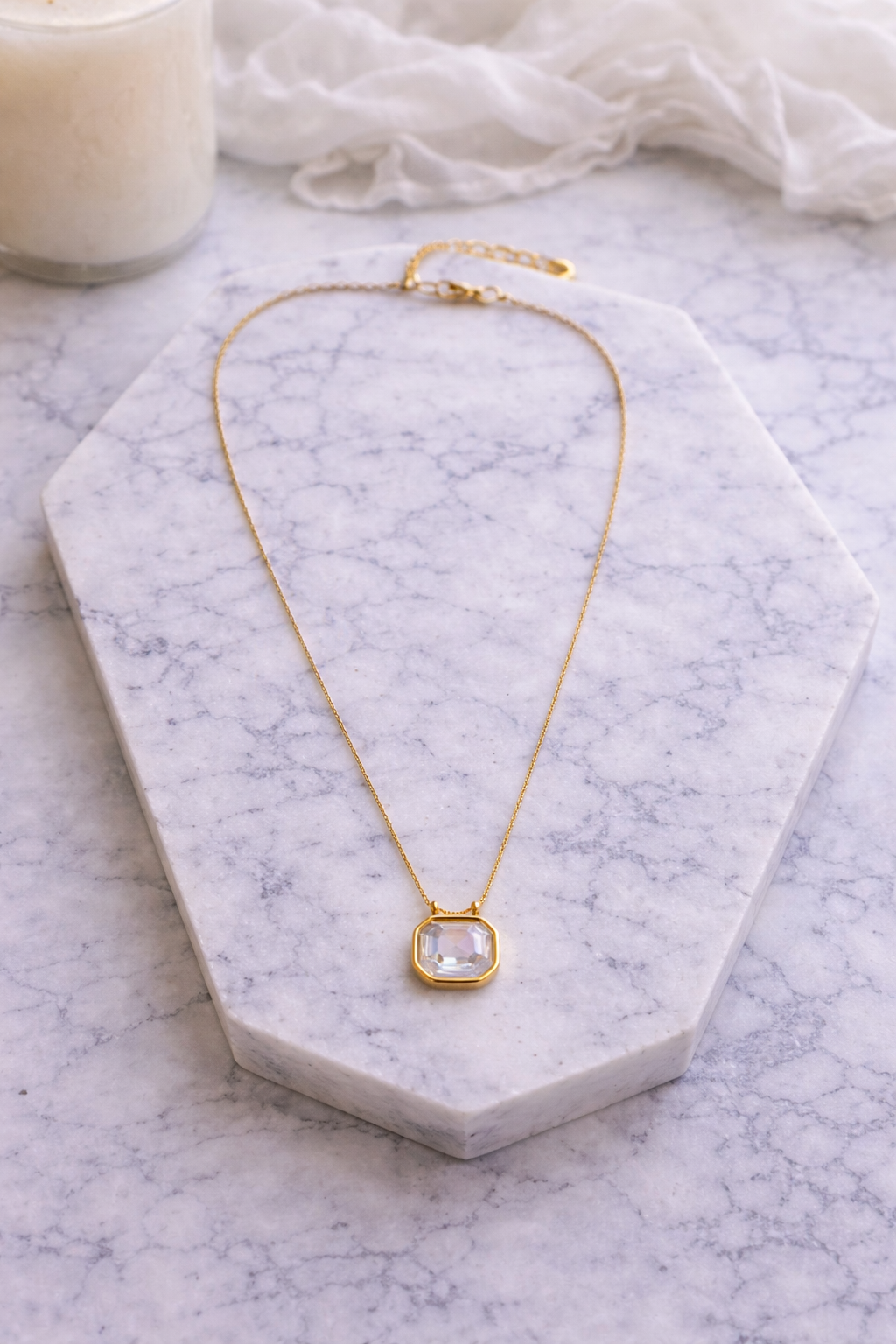 Aurora Crystal Solitaire Necklace