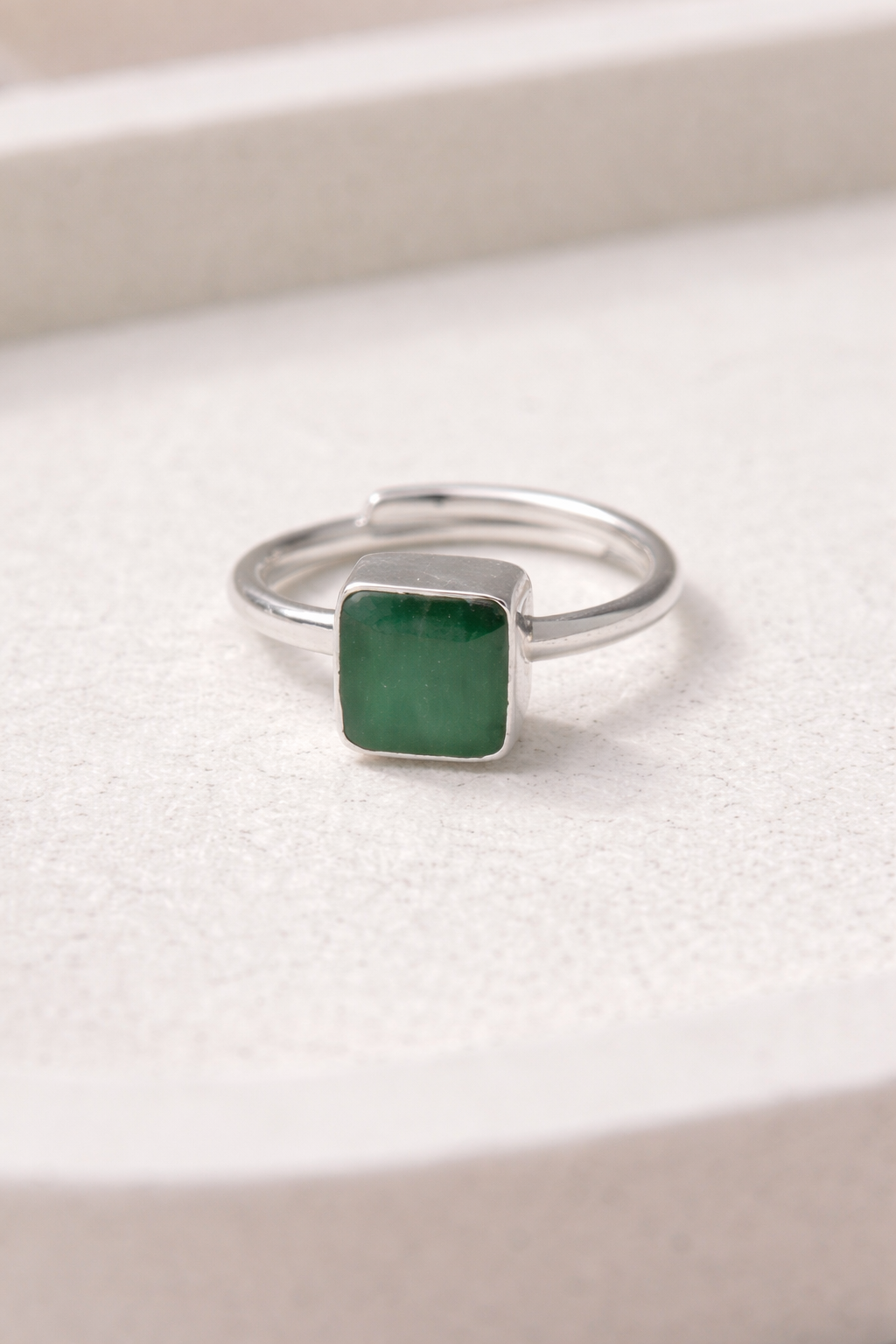 Emerald Square Adjustable Ring
