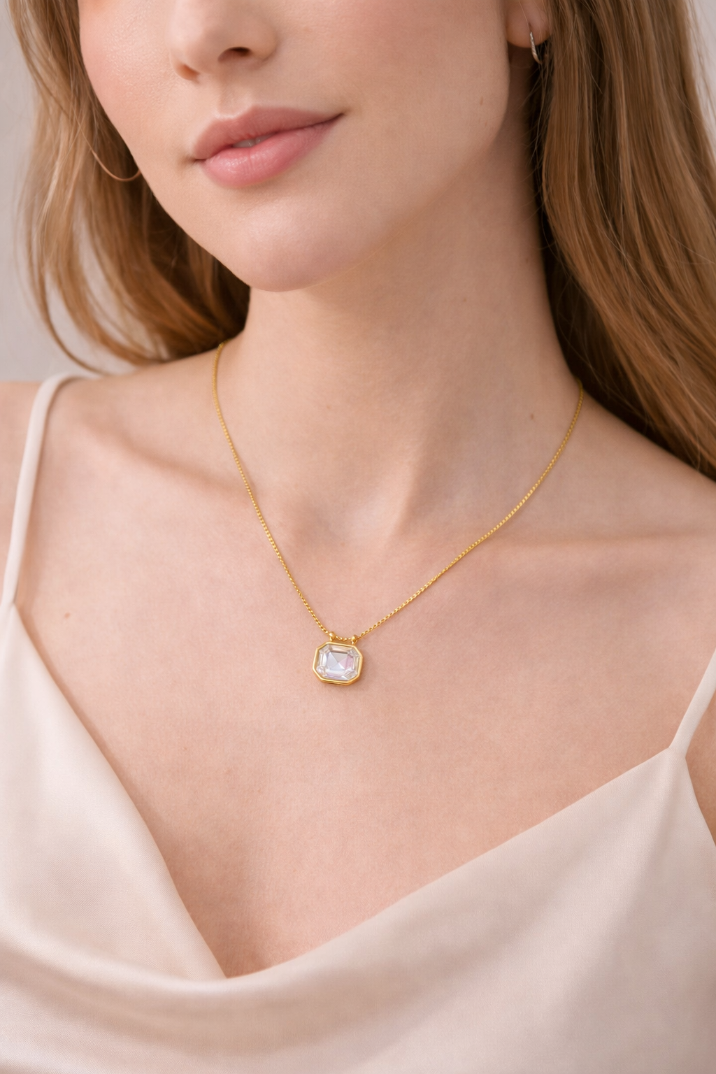 Aurora Crystal Solitaire Necklace