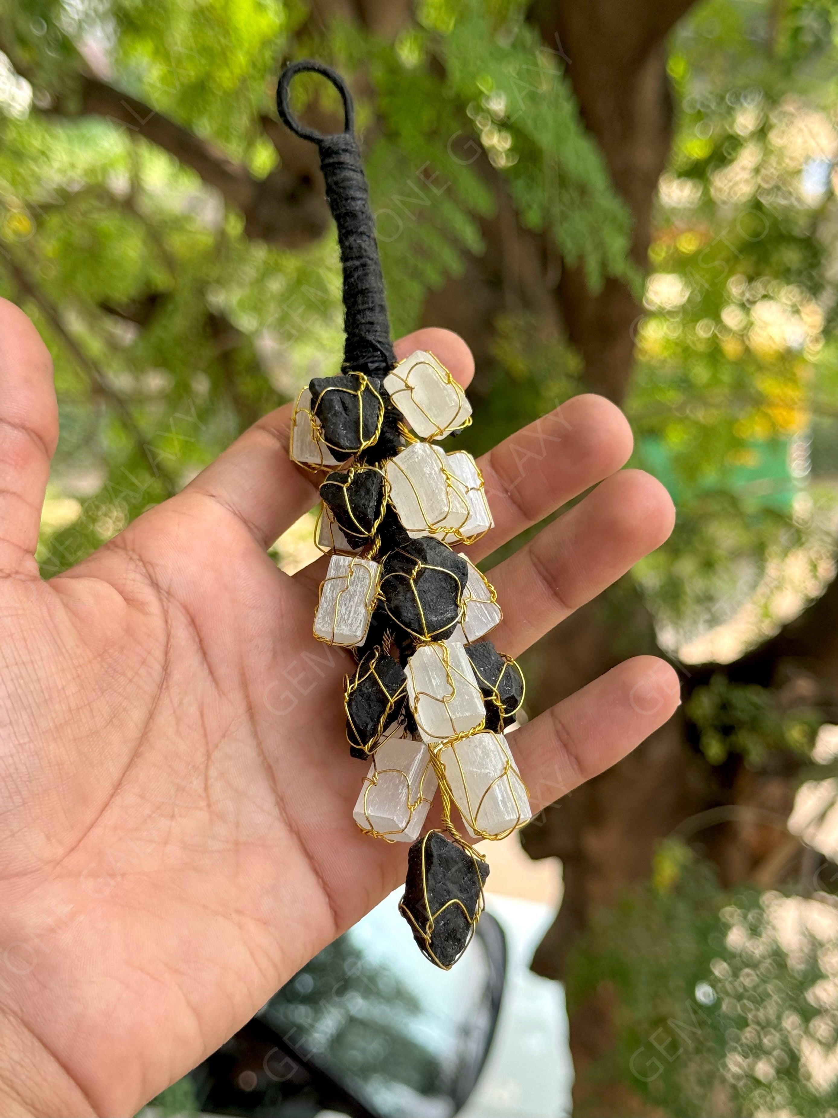 Black Tourmaline & Selenite Hanging
