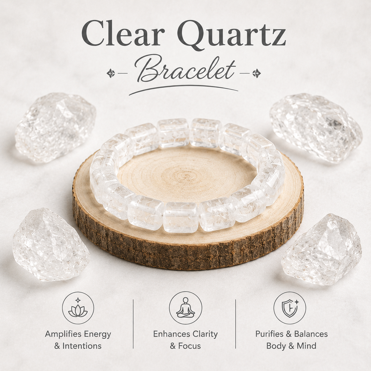 Clear Quartz Tube Bracelet