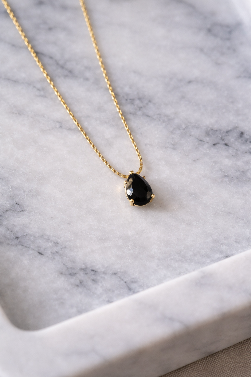 Midnight Teardrop Pendant Necklace