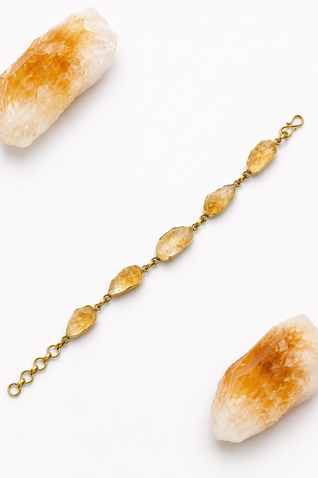Raw Citrine Adjustable Bracelet (Gold)