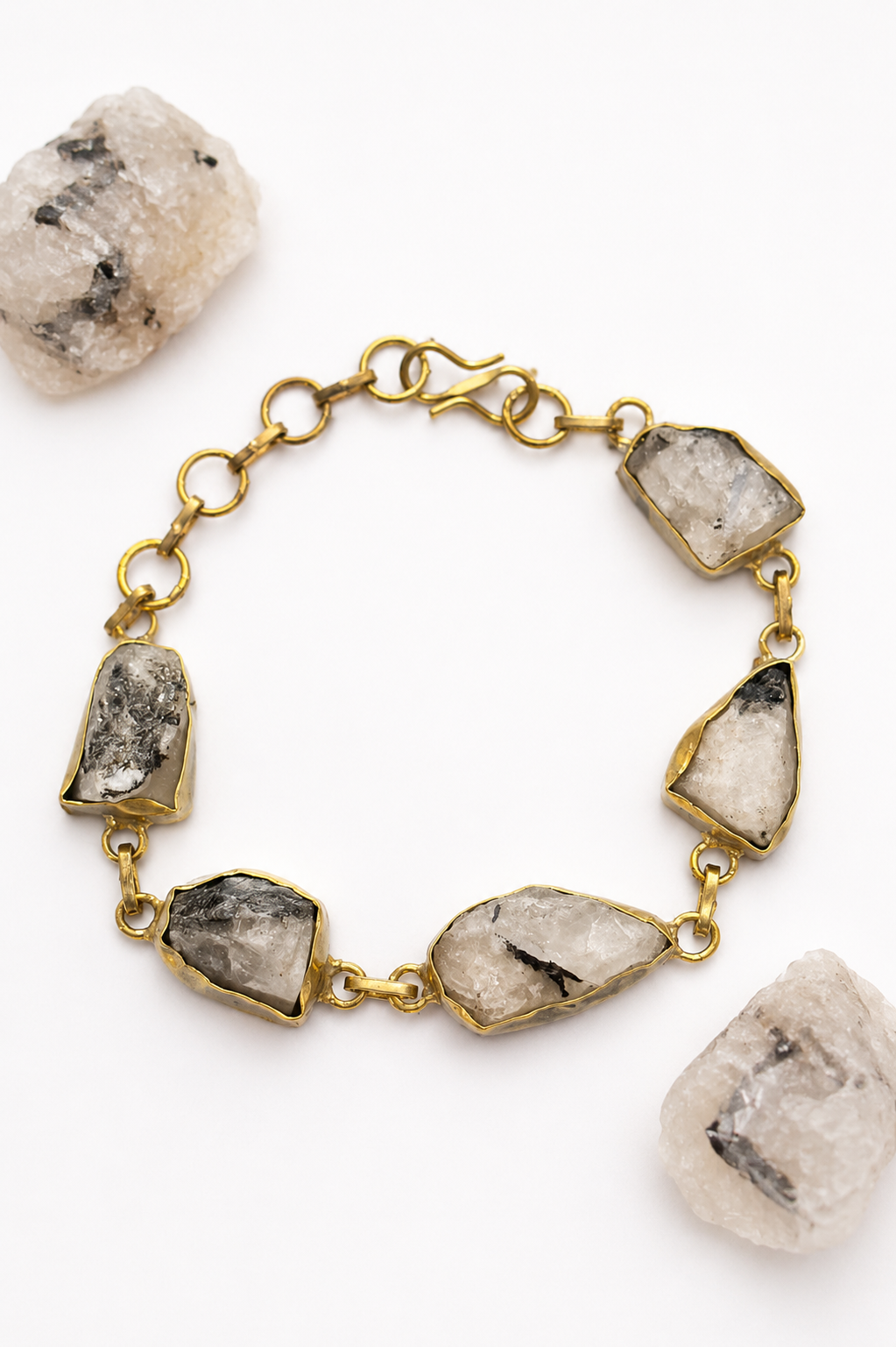 Raw Moonstone Adjustable Bracelet (Gold)