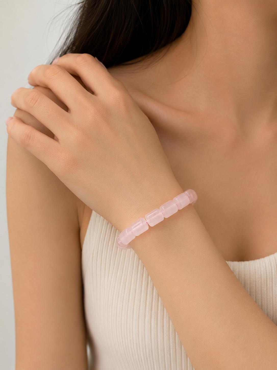 Rose Quartz Tube Bracelet
