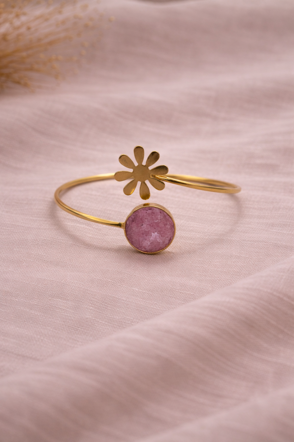Rosé Bloom Minimal Cuff Bracelet