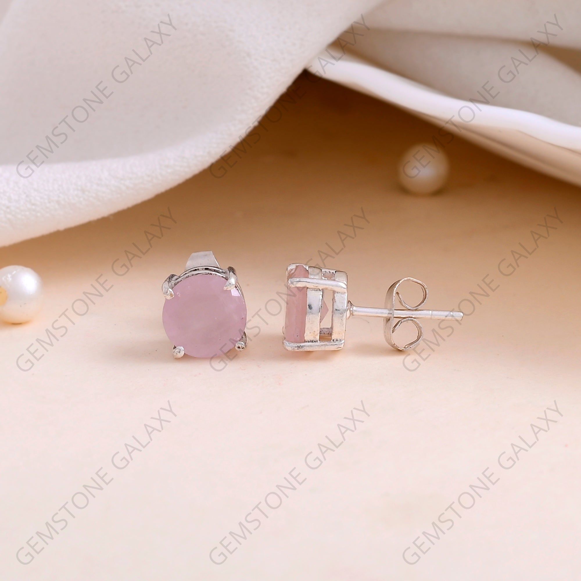 Rose Quartz Stud Earrings