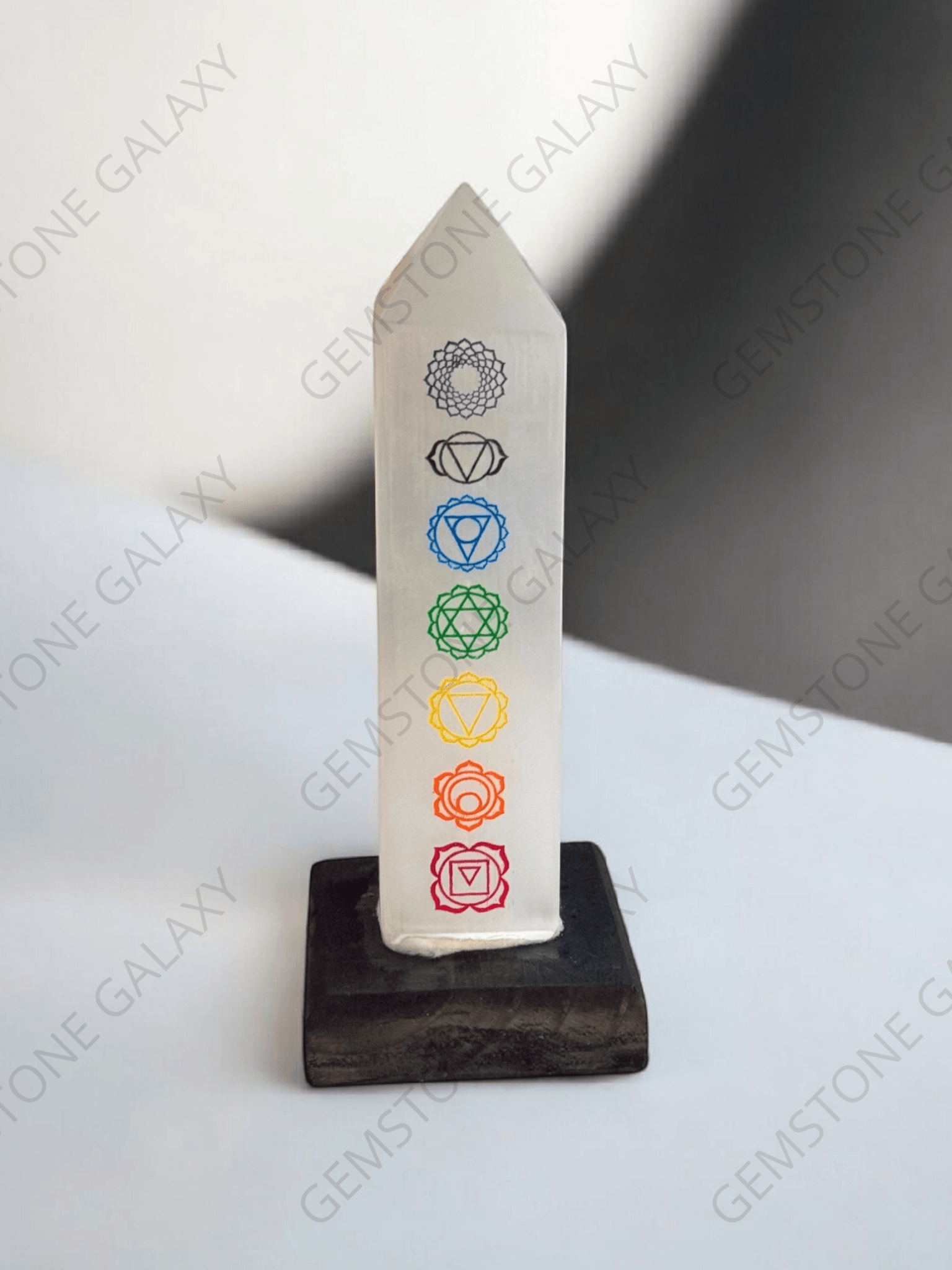 Selenite Lamp - 7 Chakra Engraved