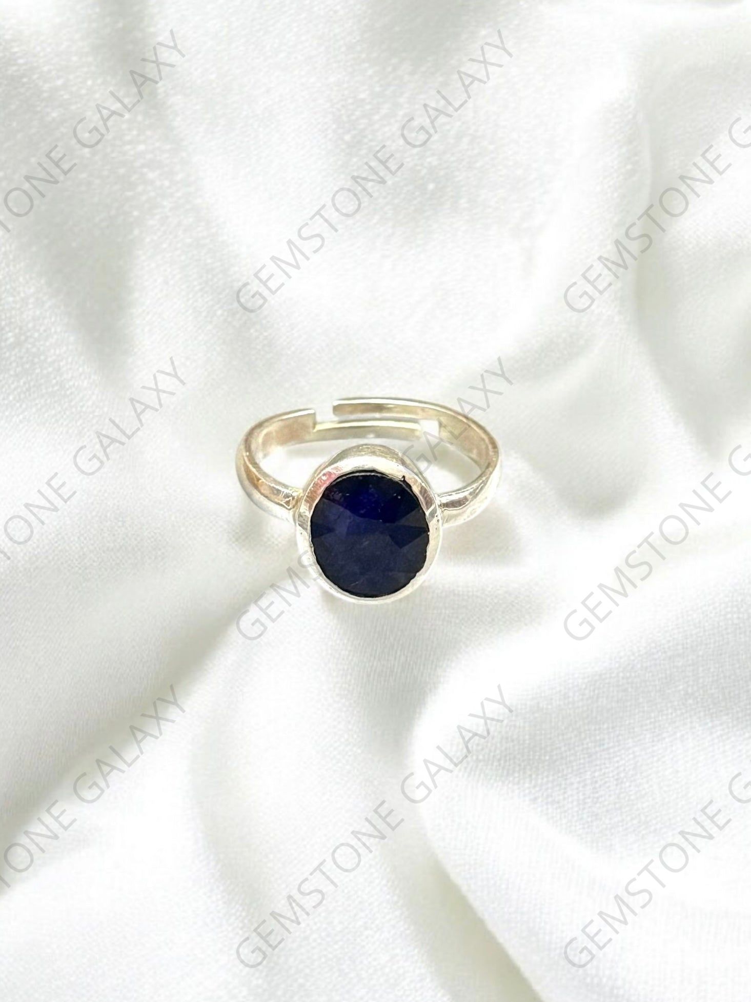 Blue Sapphire (Neelam) Silver Adjustable Ring