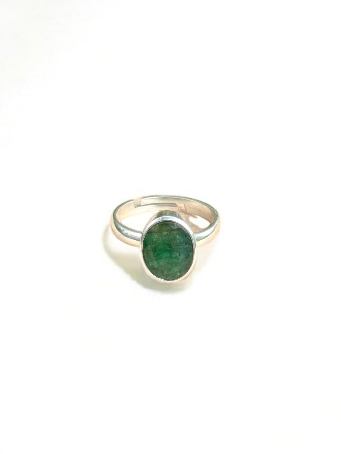 Emerald (Panna) Silver Adjustable Ring