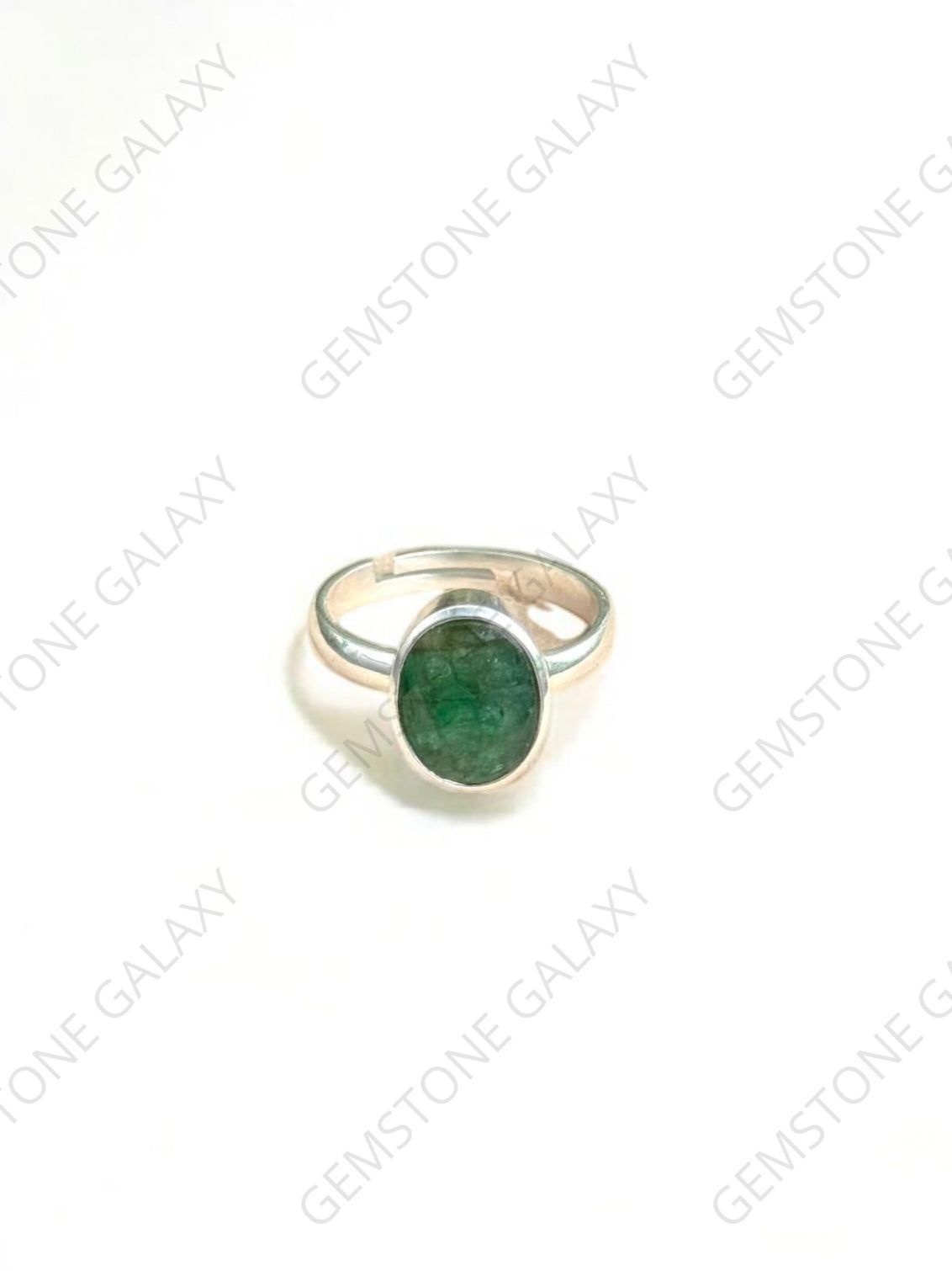 Emerald (Panna) Silver Adjustable Ring