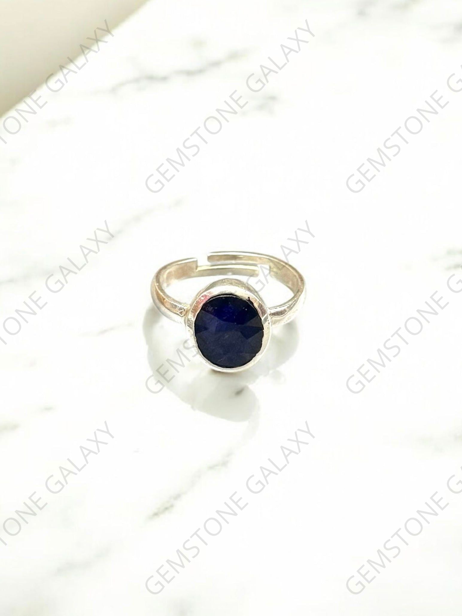 Blue Sapphire (Neelam) Silver Adjustable Ring