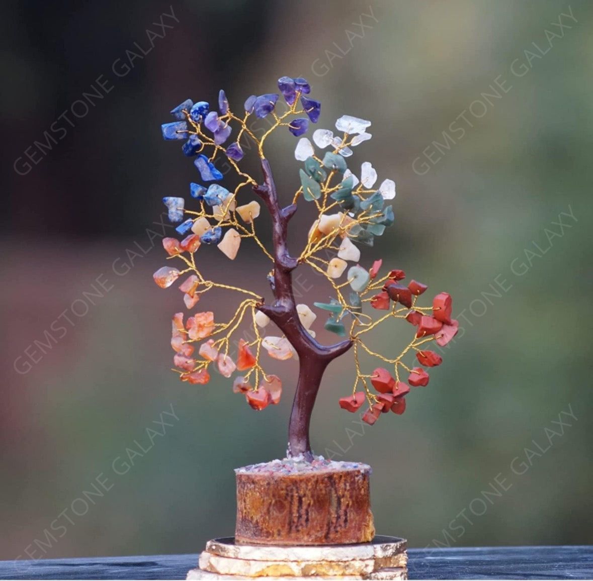 chakra bonsai tree 7 Chakra Tree (100 Beads) – Gemstone Galaxy
