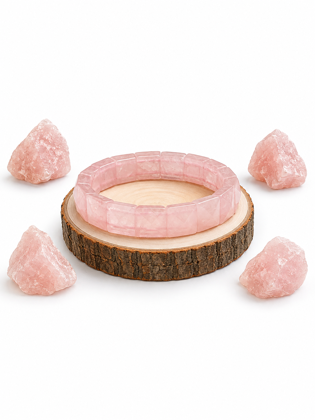 Rose Quartz Square Cut Bracelet