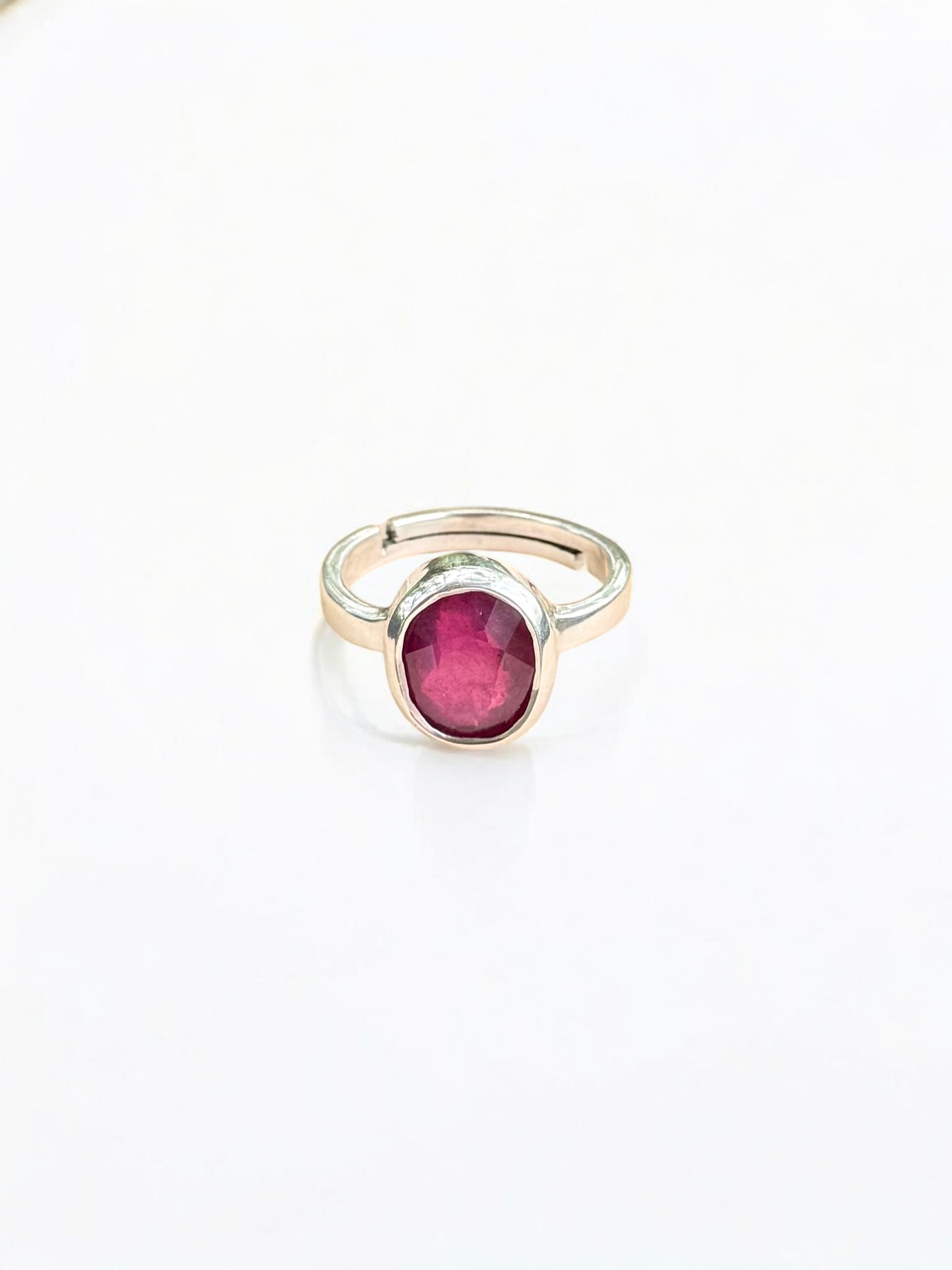 Ruby (Manik) Silver Adjustable Ring