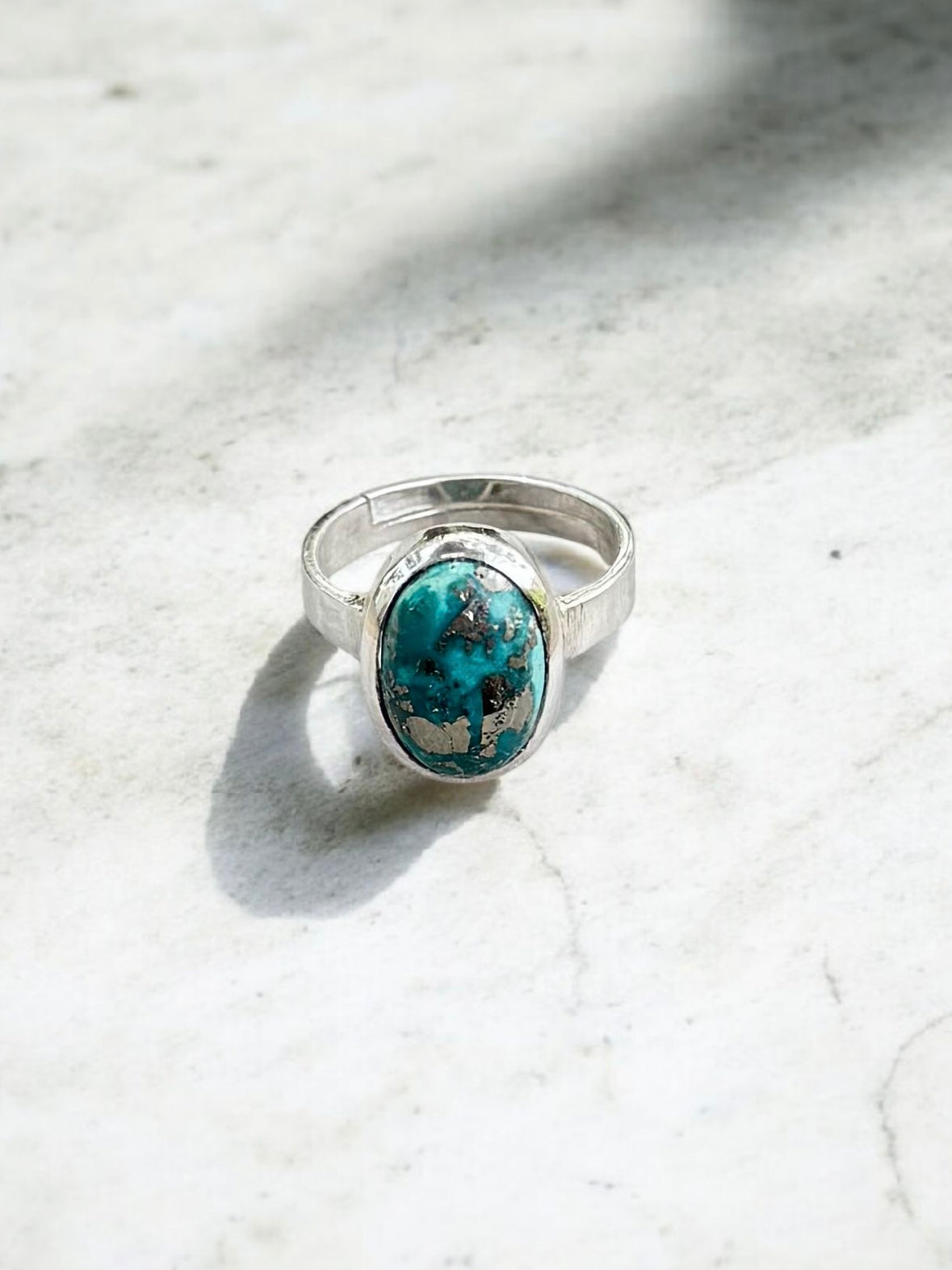 Irani Turquoise (Firoza) Silver Adjustable Ring