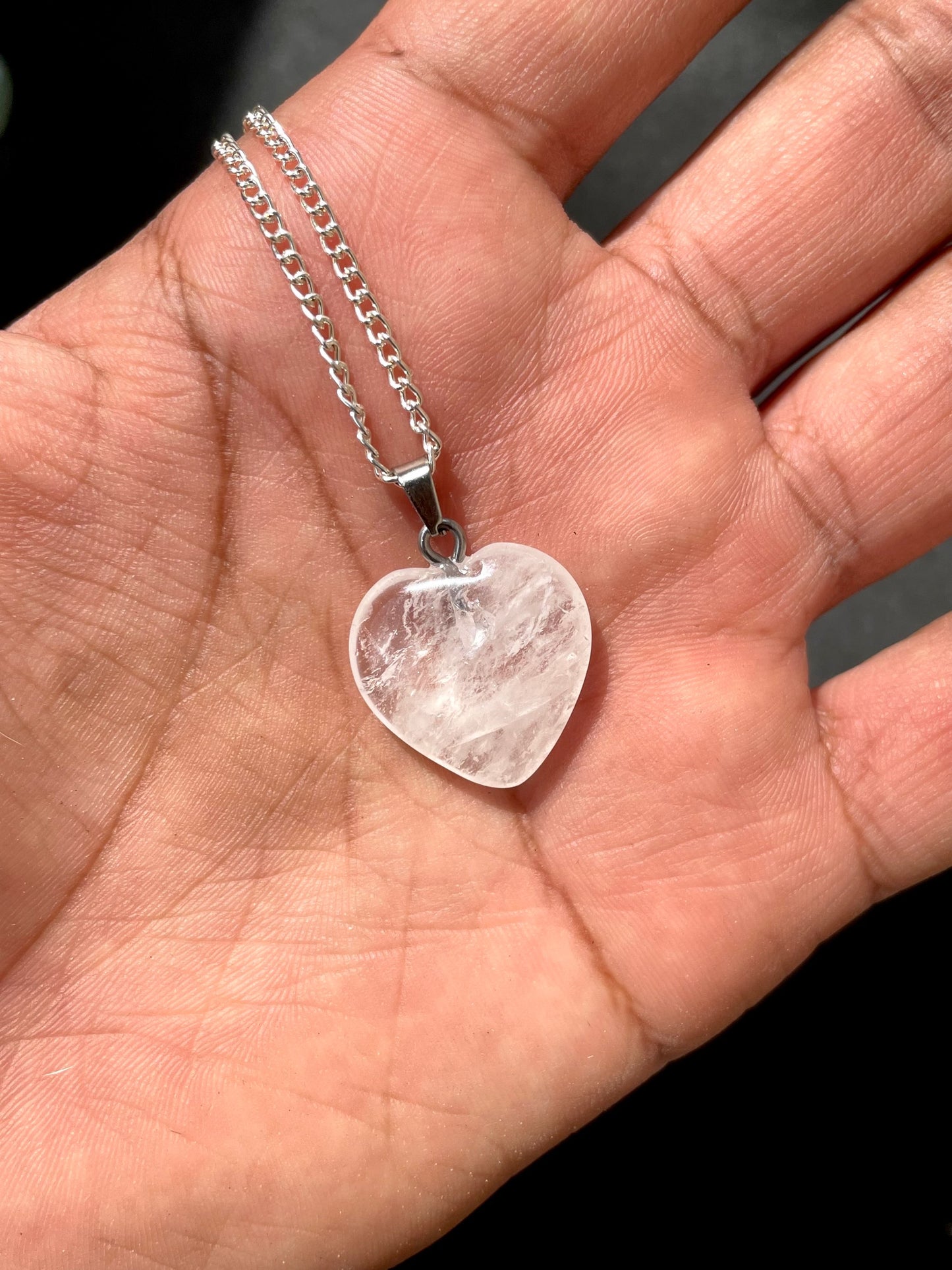 Clear Quartz Heart Pendant