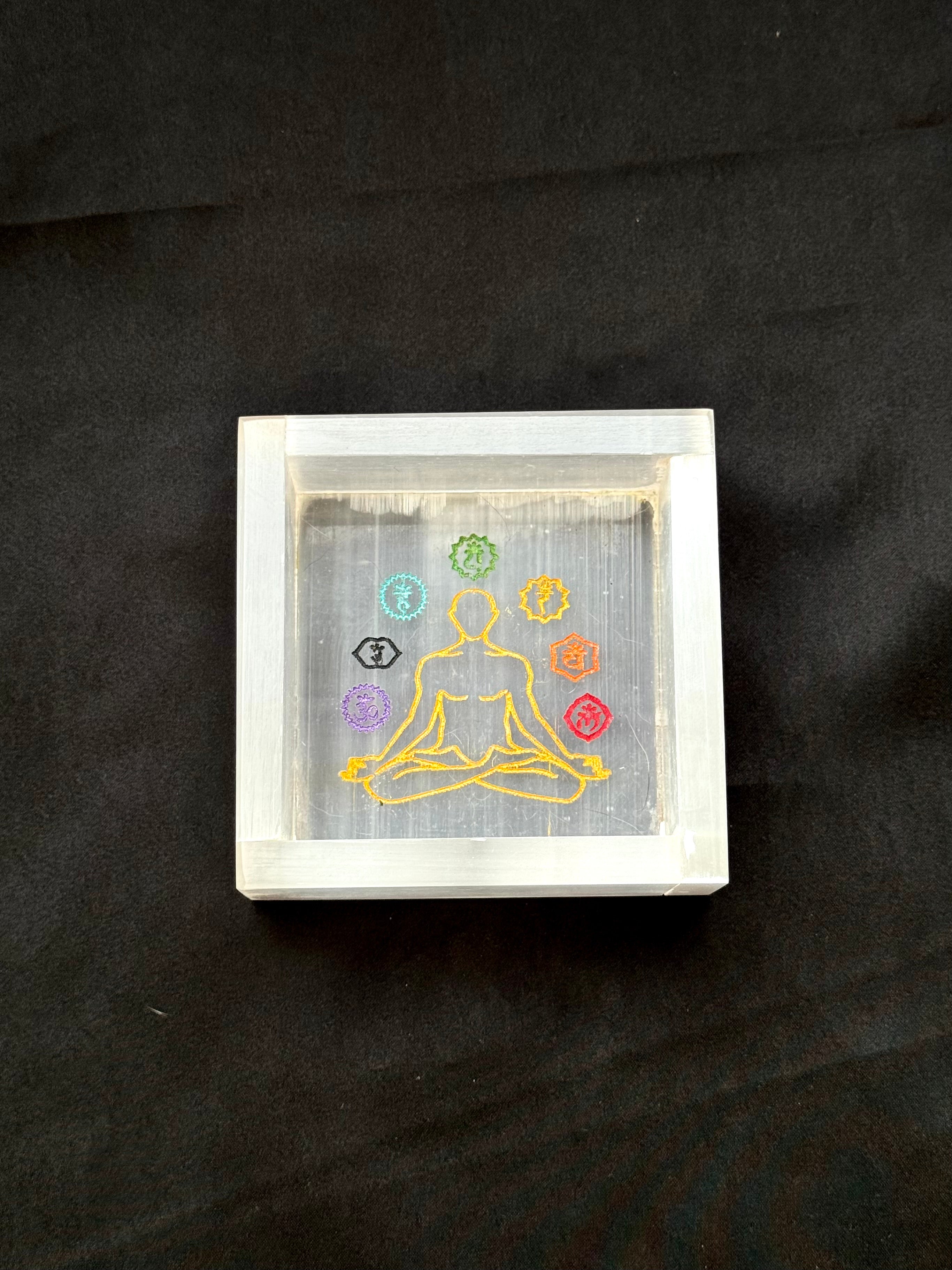 Selenite Tray with 7 Chakra Engraving