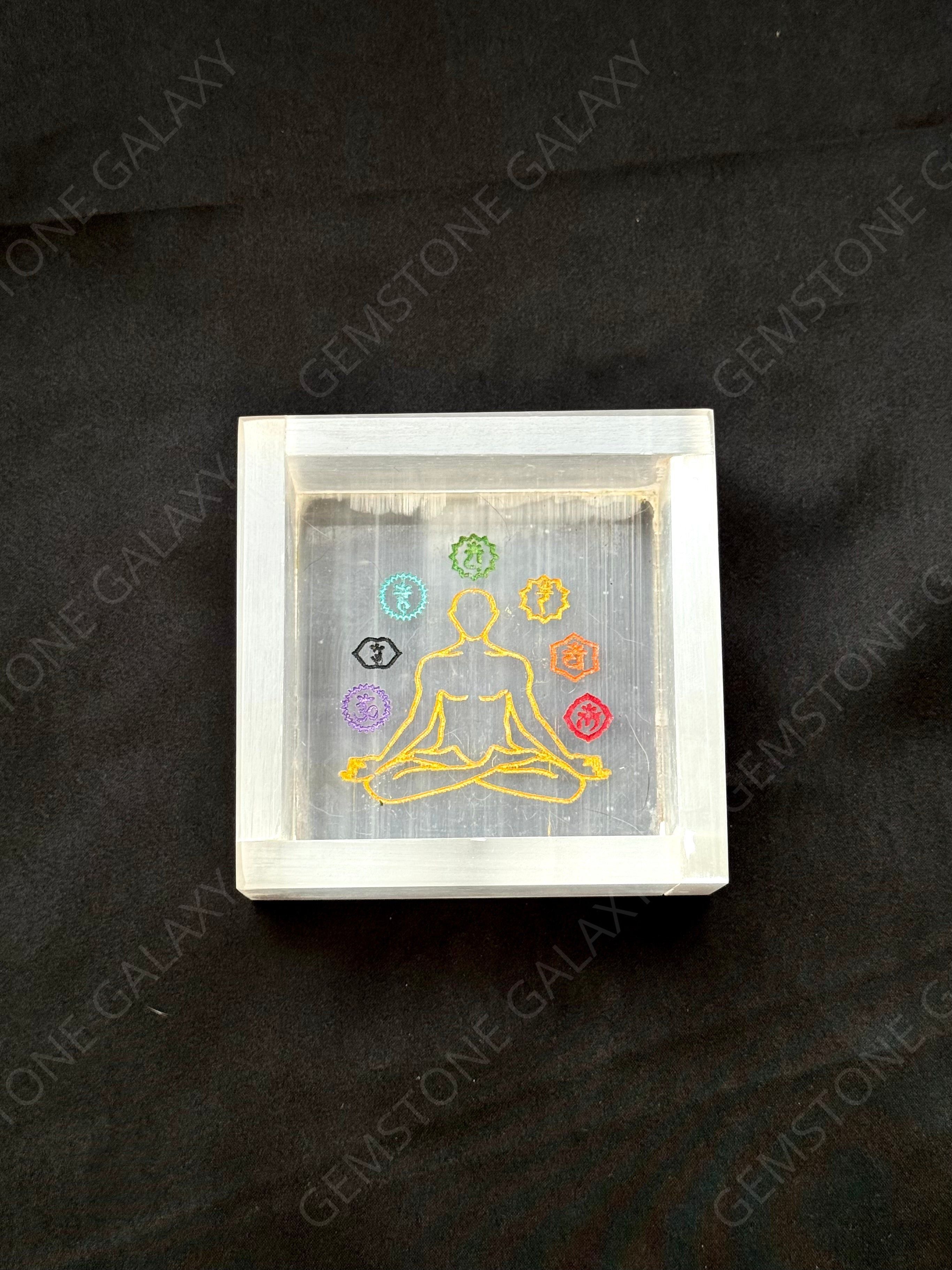 Selenite Tray with 7 Chakra Engraving
