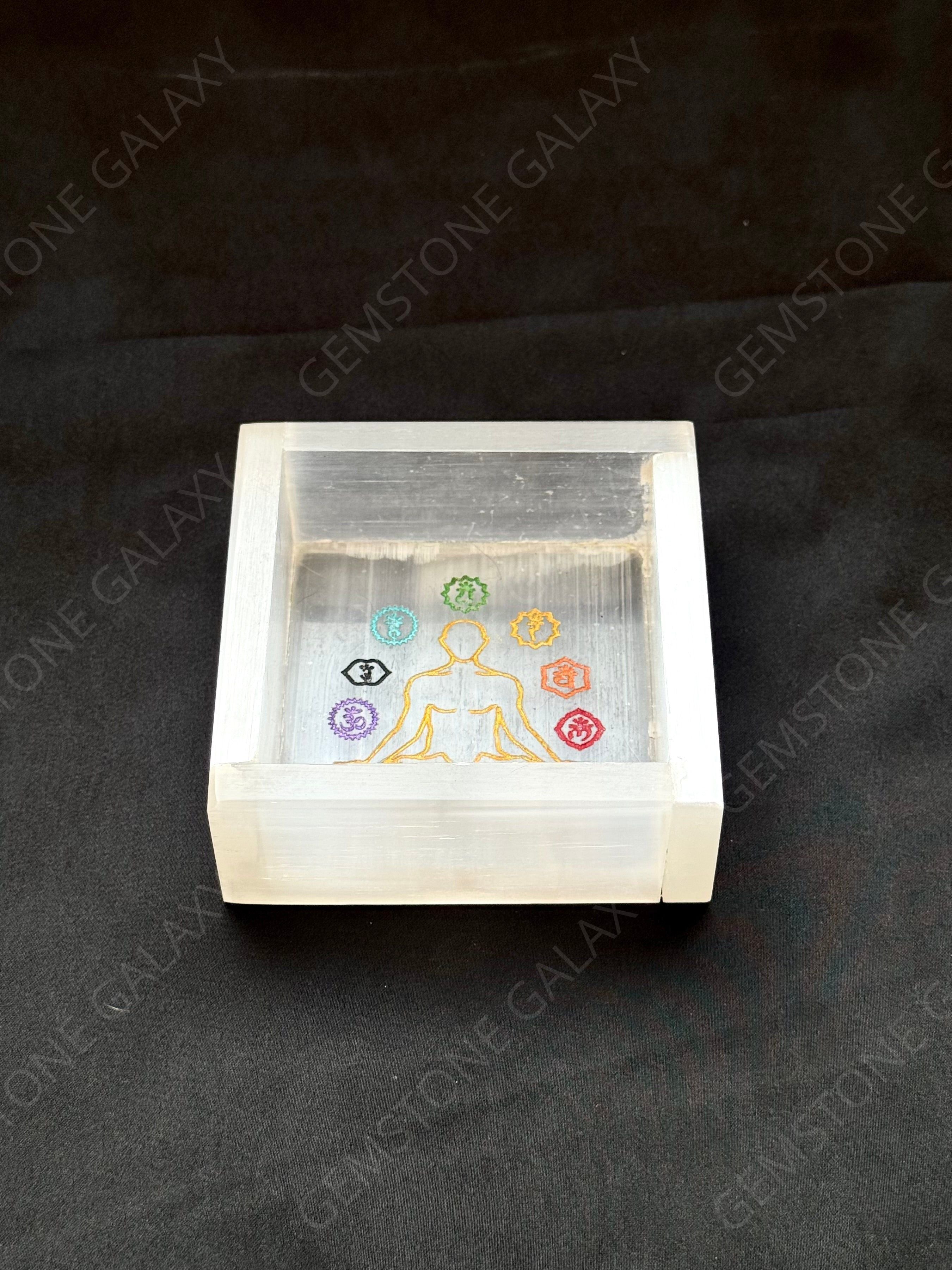 Selenite Tray with 7 Chakra Engraving