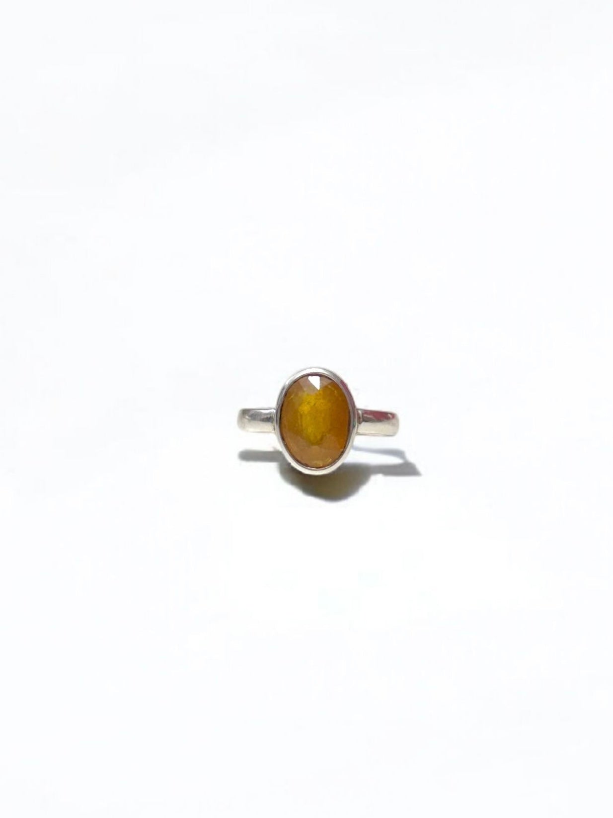 Yellow Sapphire (Pukhraj) Silver Adjustable Ring